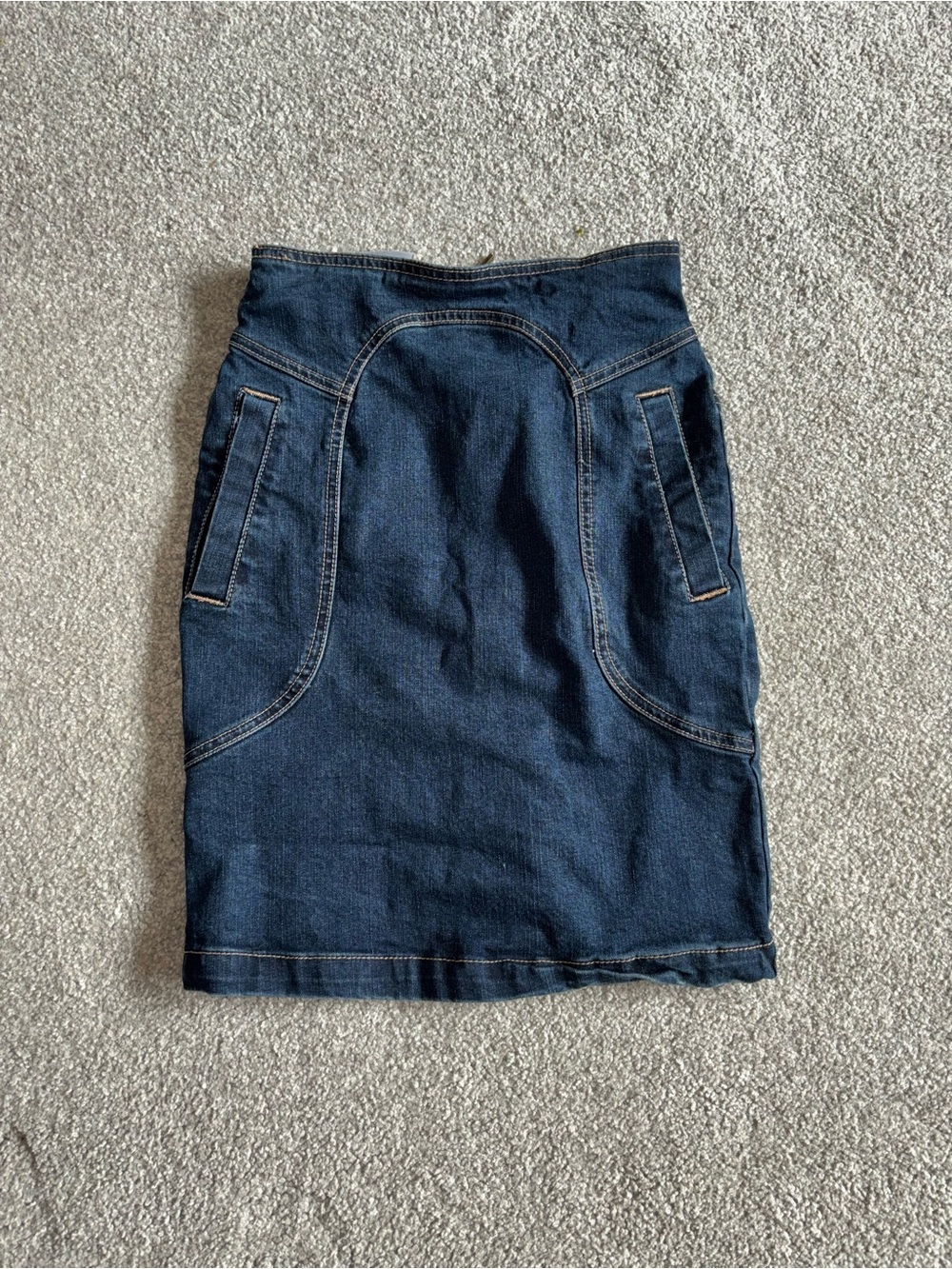 Vintage Orsa Jeans Midi Skirt- 26” WAIST- Dark Blue Denim Pencil Skirt